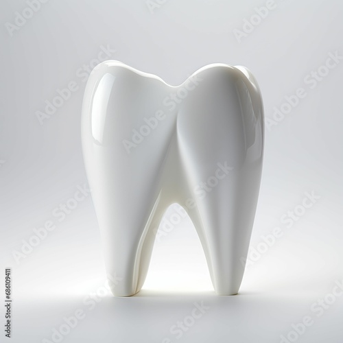 AI generated illustration of a white ceramic tooth with a glossy finish