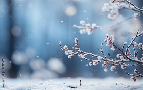 Beautiful snow background for winter christmas greetings banner generation of AI photo