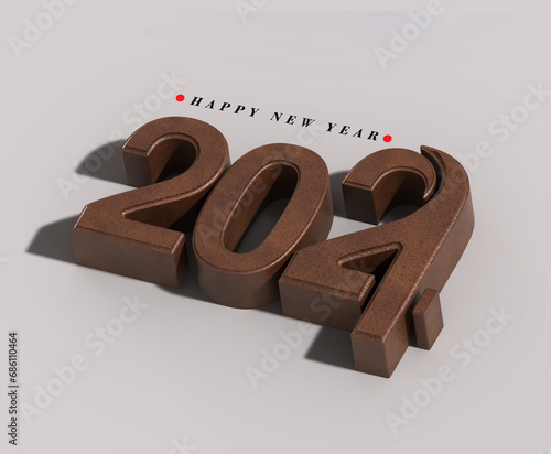 2024 Happy New Year Lettering Illustration Design