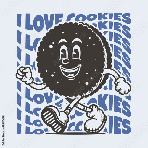 Cookies character, retro cartoon mascot character