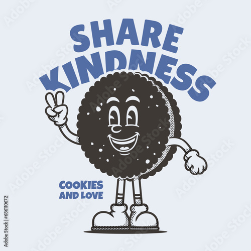 Cookies character, retro cartoon mascot character