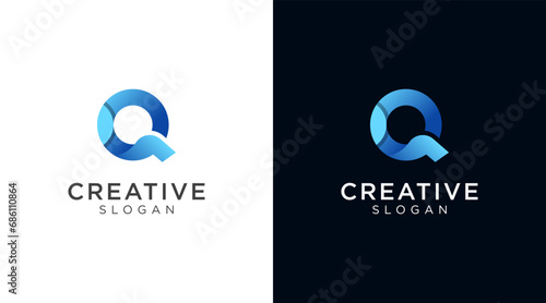 Letter Q logo design for various types of businesses and company. colorful, modern, geometric, luxury letter Q logo