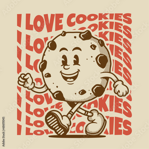 Cookies character, retro cartoon mascot character