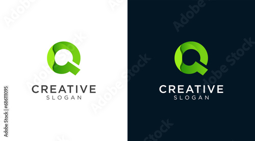 Letter Q logo design for various types of businesses and company. colorful, modern, geometric, luxury letter Q logo photo