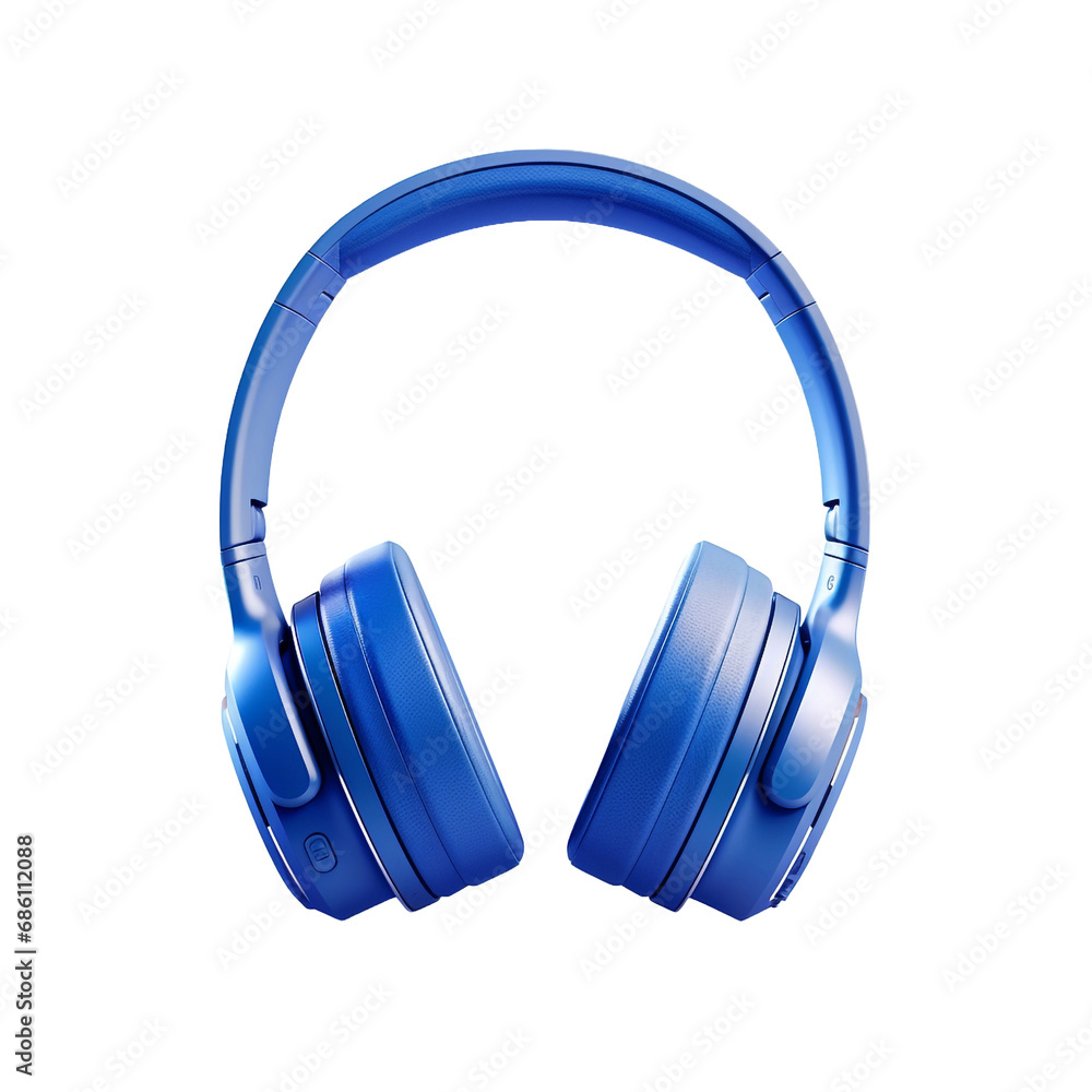 3d Blue Headphones isolated on transparent background 3d Blue Headphones isolated on transparent background