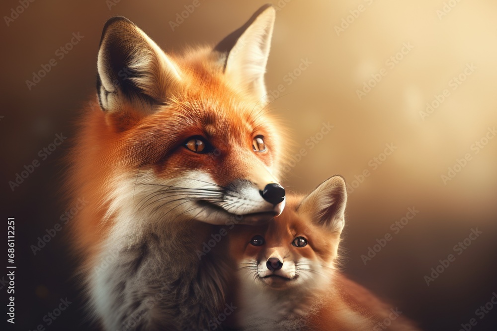 fox, mother and child. fox, mother and child.