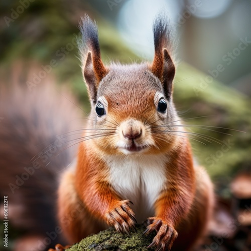 Common squirrel in gums   Sciurus vulgaris   close-up