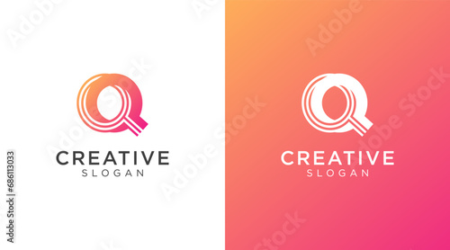 Letter Q logo design for various types of businesses and company. colorful, modern, geometric, luxury letter Q logo