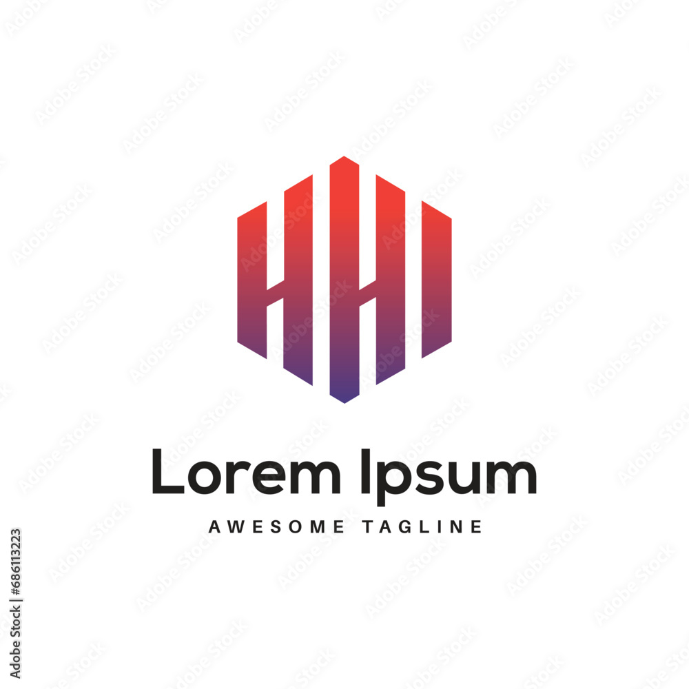 Fototapeta premium HHI Letter Logo Design Free Icon
