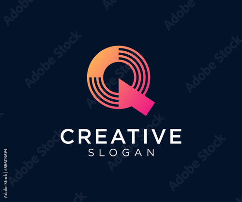 Letter Q logo design for various types of businesses and company. colorful, modern, geometric, luxury letter Q logo
