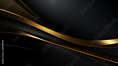 Abstract black and gold wavy with curved lines