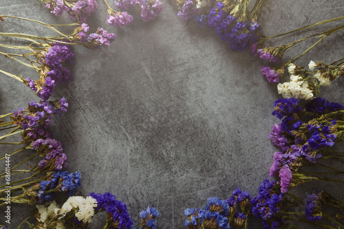 Dried flowers laid out on the table