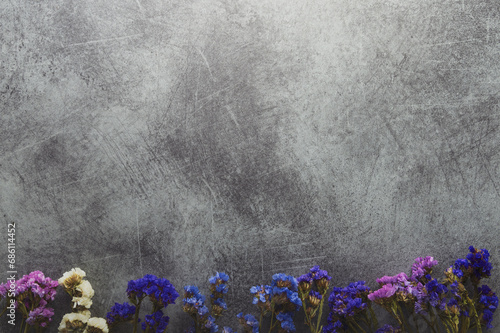 Dried flowers laid out on the table