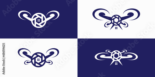 Home drone camera vector logo design