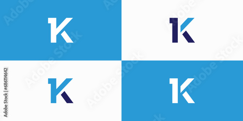 Letter K and number 1 vector logo design photo