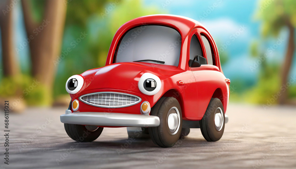 red talking cartoon character car