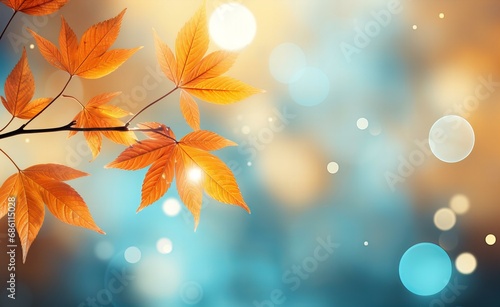 Autumn Whispers: Golden Leaves Glistening in the Soft Sunlight Against a Dreamy Bokeh Background