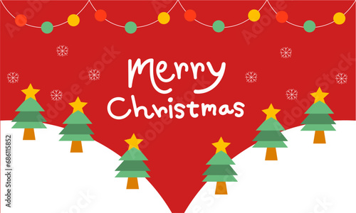 Christmas card with christmas tree and gifts,Christmas for background,Merry Christmas text vector design.