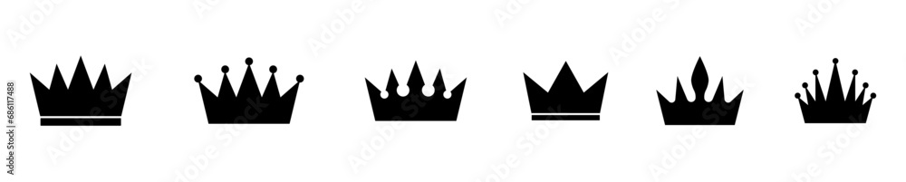 Crown king icon set. Crown symbol collection. Vector illustration Crown king icon set. Crown symbol collection. Vector illustration