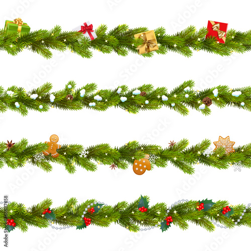 Vector Fir Branches Lines Set 2