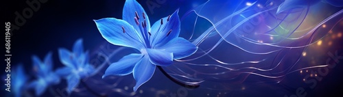 The electrifying blue of a gentian flower, so deep and vibrant that it seems to pulse with its own inner light. photo