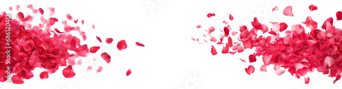 Pink petals flying in the air, cut out photo
