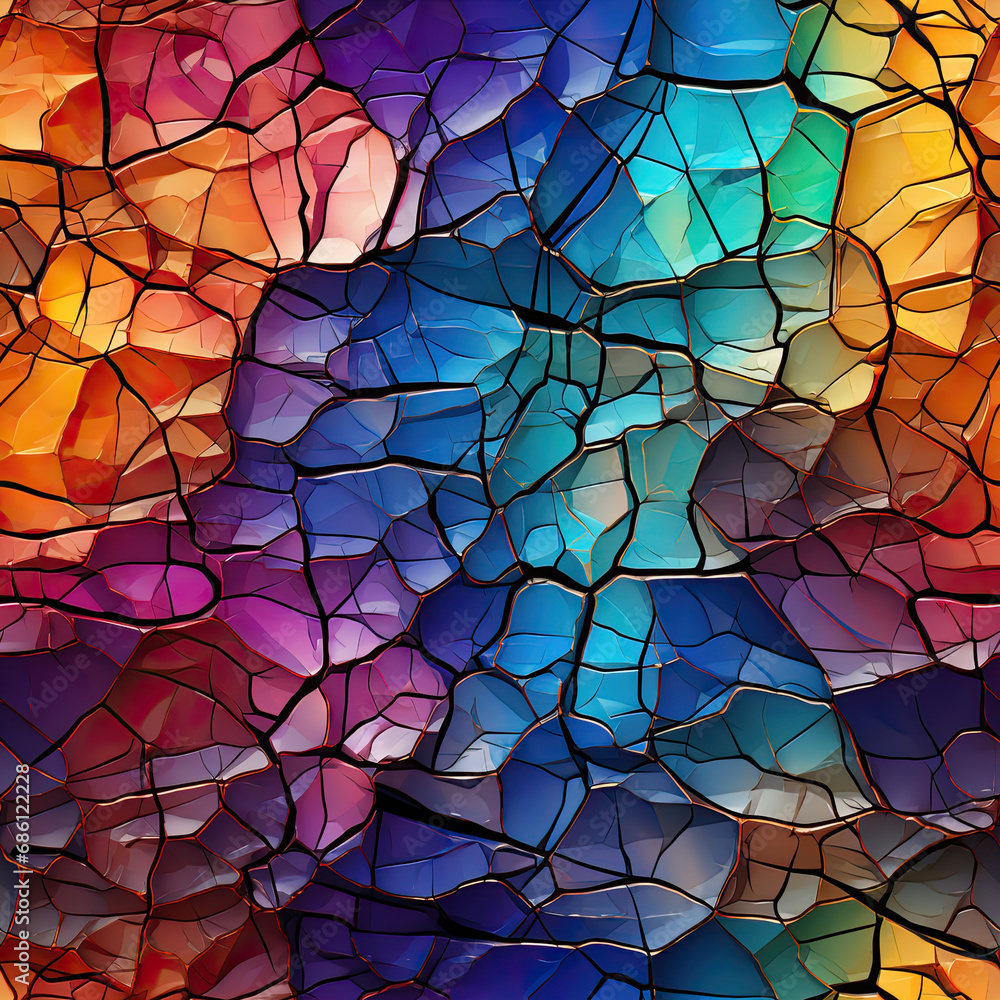 Seamless cracked rainbow glass texture background, ai generative pattern Seamless cracked rainbow glass texture background, ai generative pattern