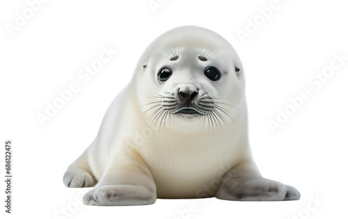 Harp Seal Pup Survivor Isolated on a Transparent Background PNG