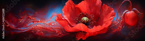 The searing red of a poppy, captured in such vivid detail that one can almost feel the silkiness of its petals.