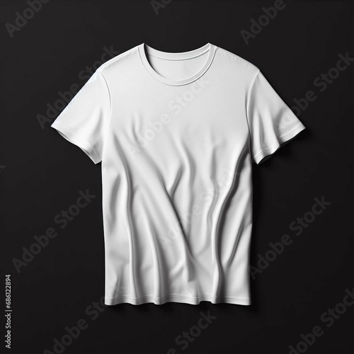 White Blank T-shirt Mockup Design Template for Advertisement.Men Isolated short Sleeve Wear Front Cotton Shirt Textile Clothing Fashion Mockup.Model Body People Retail Style Concept Apparel.