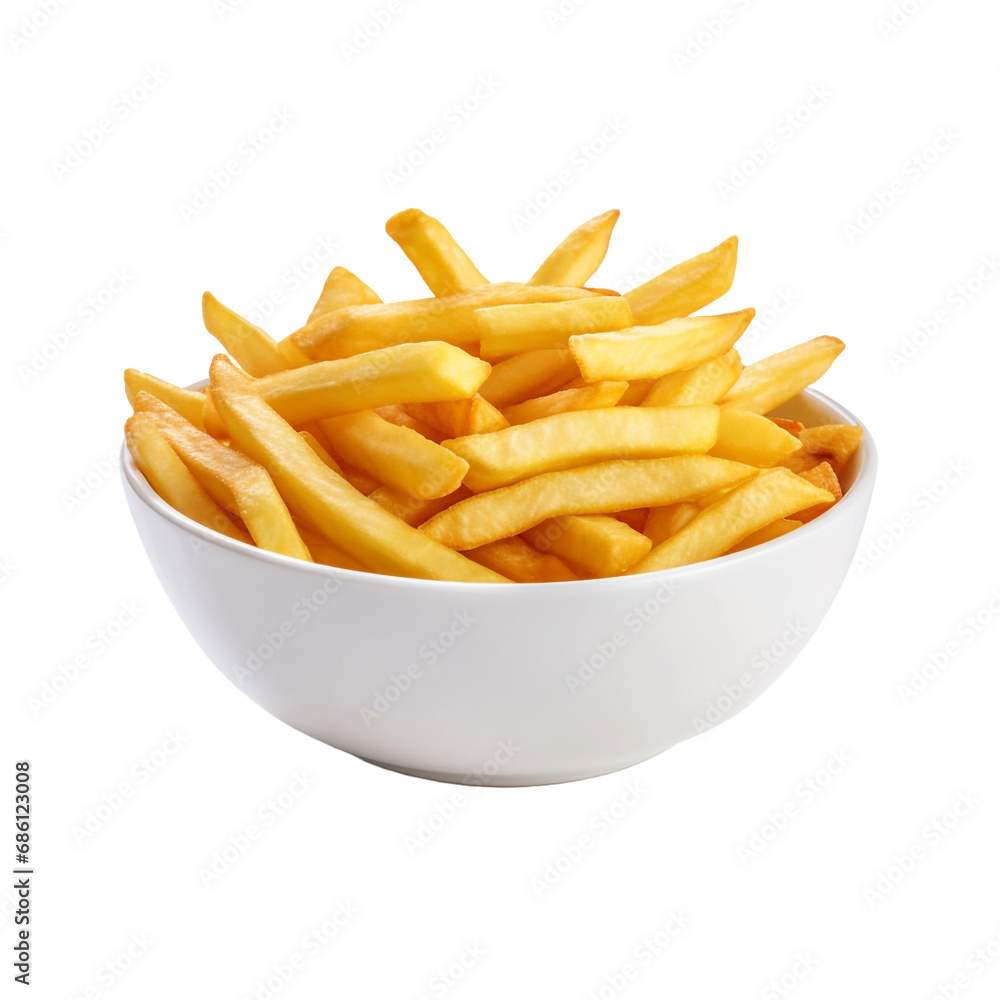 A bowl of french fries isolated on transparent background A bowl of french fries isolated on transparent background