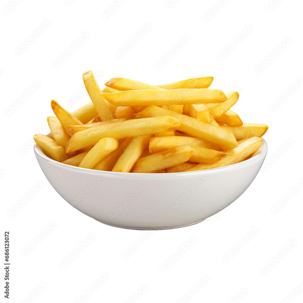 A bowl of french fries isolated on transparent background A bowl of french fries isolated on transparent background