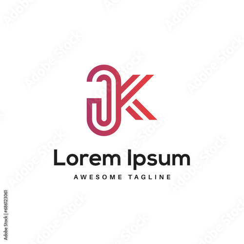 JK Letter Logo Design Free Icon