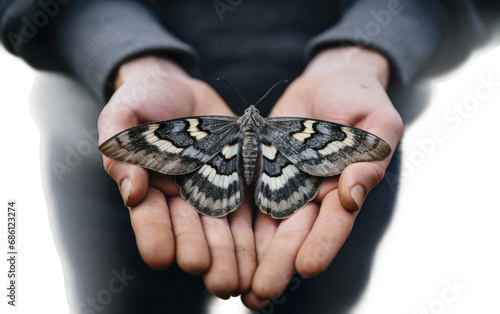 Peppered Moth Camouflage Evolution Isolated on a Transparent Background PNG photo