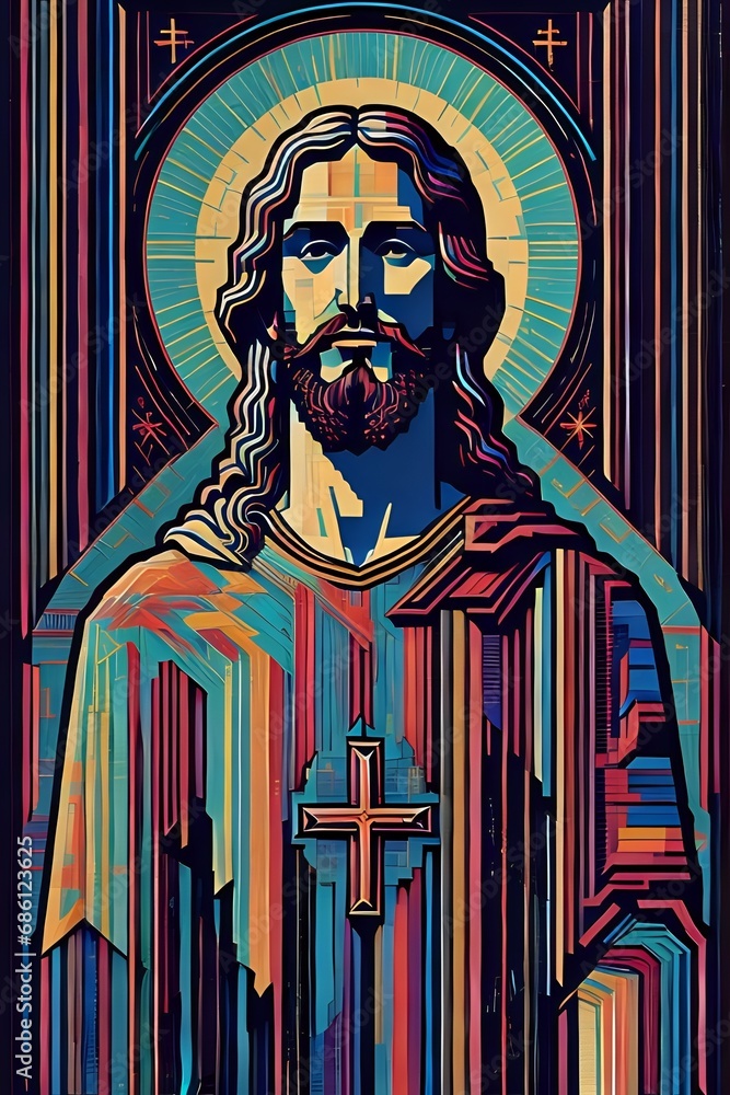Fototapeta premium Photo of Jesus Christ oil painting made with Generative AI