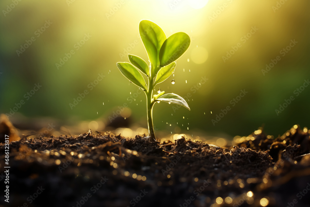 A new little sprout of a tree. The concept of preserving the natural environment. A new little sprout of a tree. The concept of preserving the natural environment.