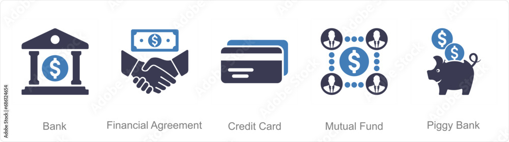 A set of 5 Finance icons as increase revenue, growth, budget A set of 5 Finance icons as increase revenue, growth, budget
