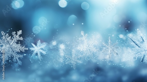 Snow winter background with bright snowflakes. © kept