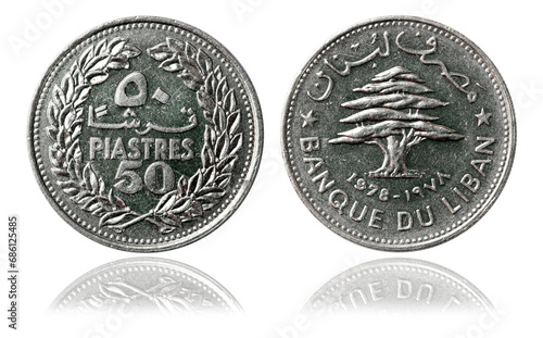 Coin 50 piastres. Lebanon. 1978 year