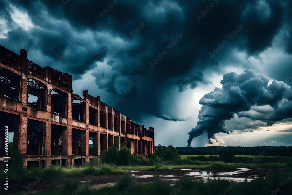  Old processing plant ruins clouds