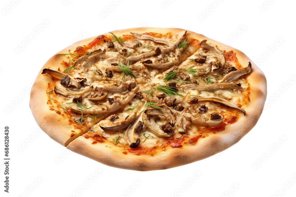 Isolated Anchovy Pizza Slice on a transparent background