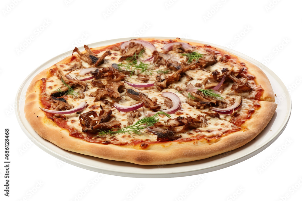 Isolated Anchovy Pizza Slice on a transparent background