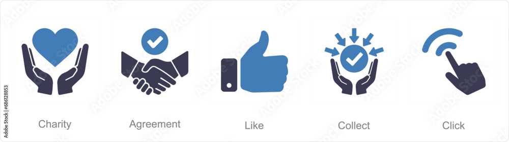 A set of 5 Hands icons as charity, agreement, like A set of 5 Hands icons as charity, agreement, like