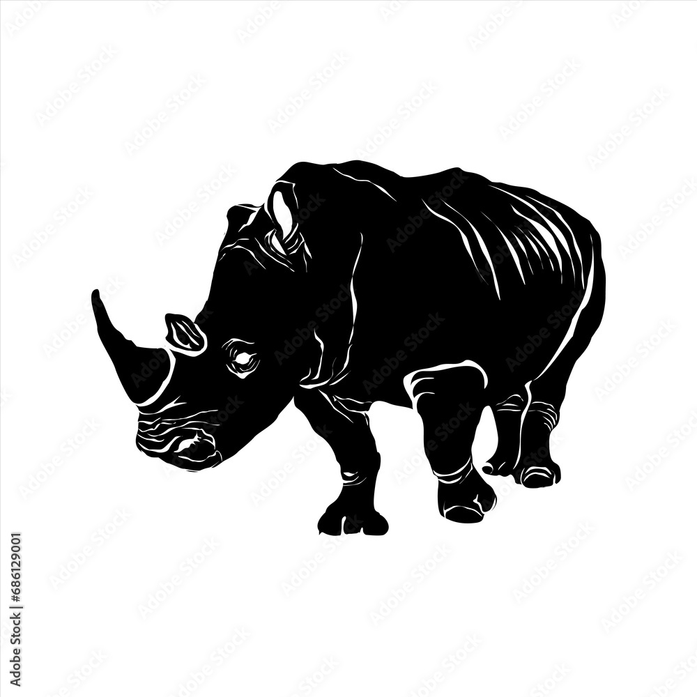 Vector illustration of the Javan Rhinoceros, a rare Indonesian animal.