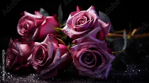 Image of glitter roses arranged on a dark background.