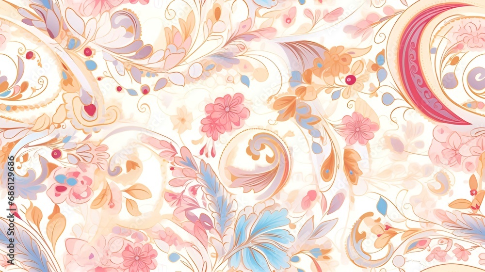 Paisley pattern in pastel colors | generative AI