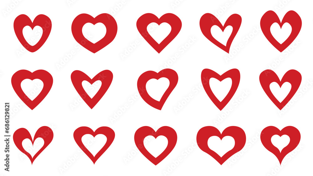 Red Hearts Icons set. Vector Red Hearts Icons set. Vector
