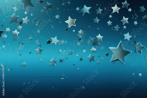 a group of stars flying in the air with a blue sky in the background with stars in the foreground.