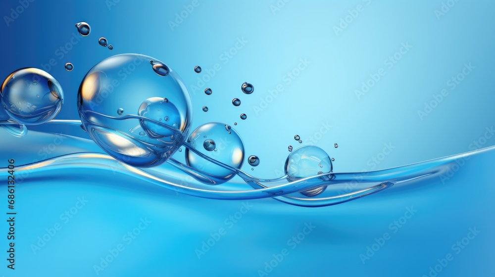 Oil bubbles or water drops for lab and science concept background. Generative AI - obrazy, fototapety, plakaty 