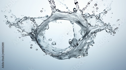 Image of a surge of water forming a circle on a white background.